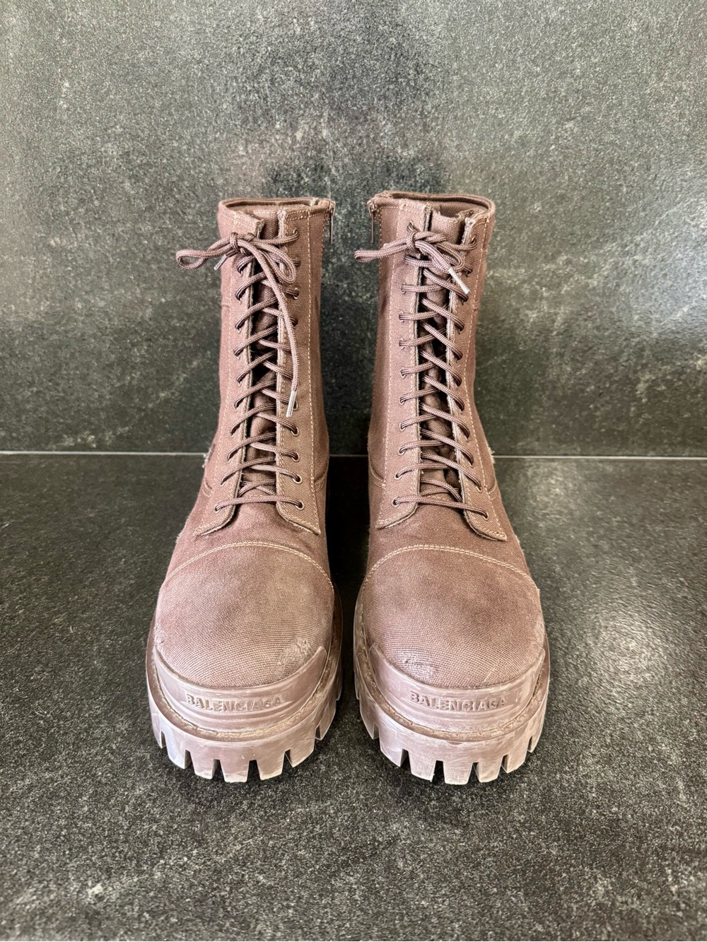 Balenciaga Men's Light Brown Combat Strike Boots LIKE NEW Size 12
